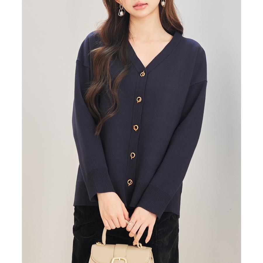 ニット レディース トップス カーディガン ニットカーデ 長袖 温かい ゴールドボタン ハトメボタン Vネック やや厚手ドロップショルダー 大きめ ゆ |  | 04