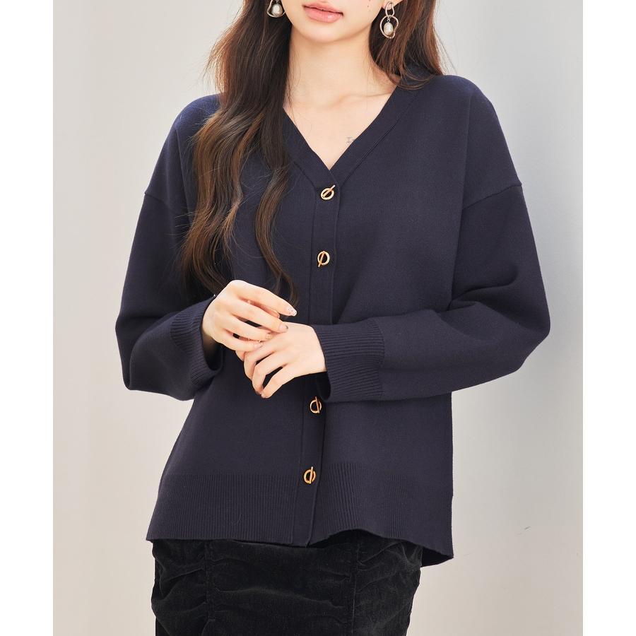 ニット レディース トップス カーディガン ニットカーデ 長袖 温かい ゴールドボタン ハトメボタン Vネック やや厚手ドロップショルダー 大きめ ゆ |  | 05