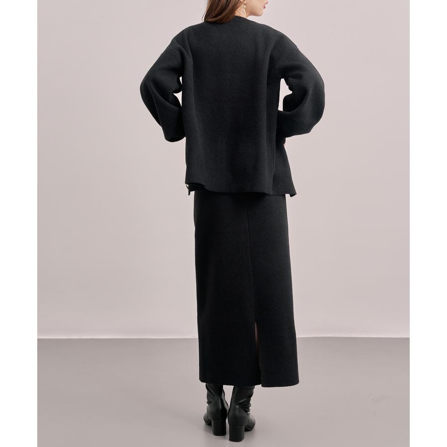 セットアップ レディース カーディガン タイトスカート 長袖 ニットセットアップ 金ボタン ハイウエスト ドロップショルダー スリット入りウエストゴム |  | 13