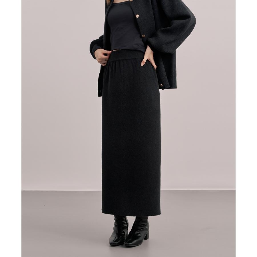 セットアップ レディース カーディガン タイトスカート 長袖 ニットセットアップ 金ボタン ハイウエスト ドロップショルダー スリット入りウエストゴム |  | 16