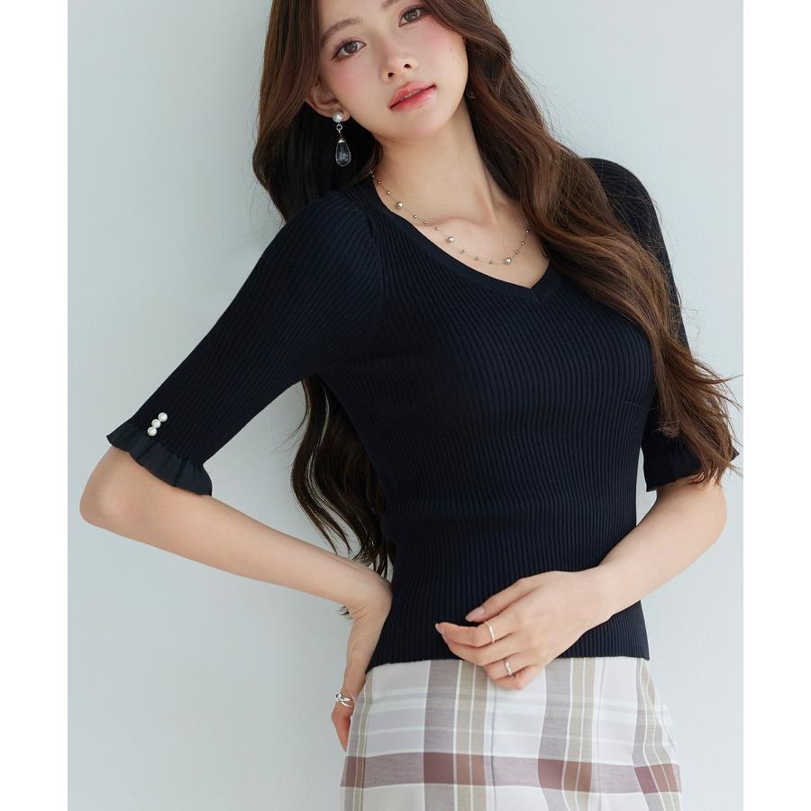 レディース ニット トップス プルオーバー ニットトップス ニットプルオーバー レディースニット ハイゲージ 五分袖 Vネック オフィスカジュアル き |  | 11