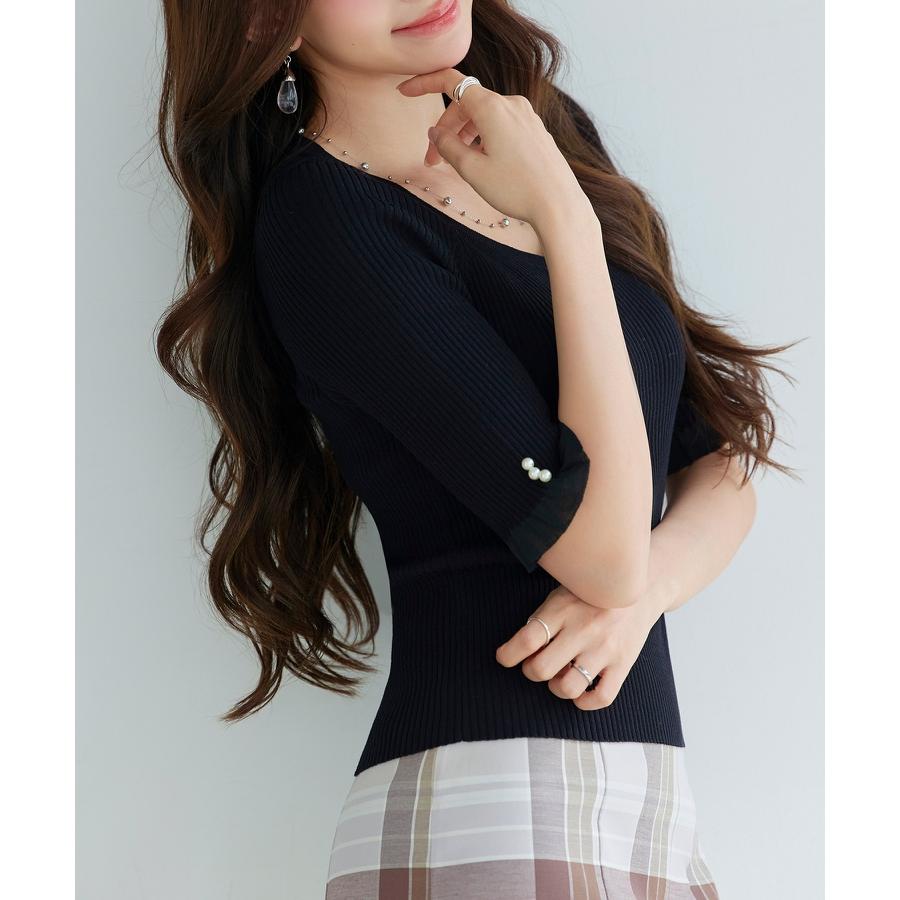 レディース ニット トップス プルオーバー ニットトップス ニットプルオーバー レディースニット ハイゲージ 五分袖 Vネック オフィスカジュアル き |  | 12