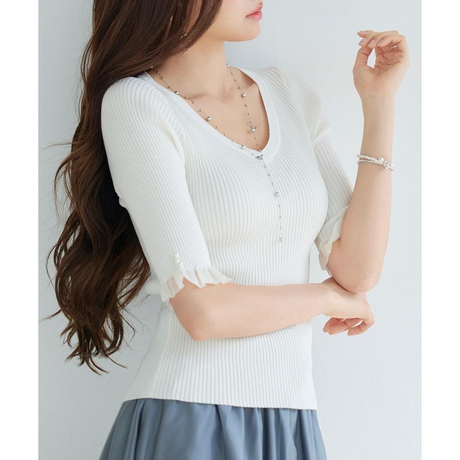 レディース ニット トップス プルオーバー ニットトップス ニットプルオーバー レディースニット ハイゲージ 五分袖 Vネック オフィスカジュアル き |  | 14