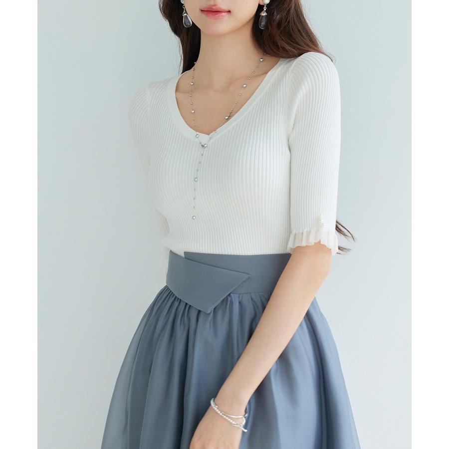 レディース ニット トップス プルオーバー ニットトップス ニットプルオーバー レディースニット ハイゲージ 五分袖 Vネック オフィスカジュアル き |  | 15