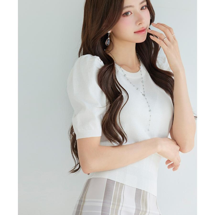 ニット サマーニット カットソー トップス レディース プルオーバー ニットプルオーバー 半袖 パフスリーブ ギャザースリーブ クルーネック オフィス |  | 10