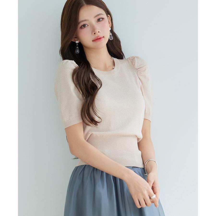 ニット サマーニット カットソー トップス レディース プルオーバー ニットプルオーバー 半袖 パフスリーブ ギャザースリーブ クルーネック オフィス |  | 13