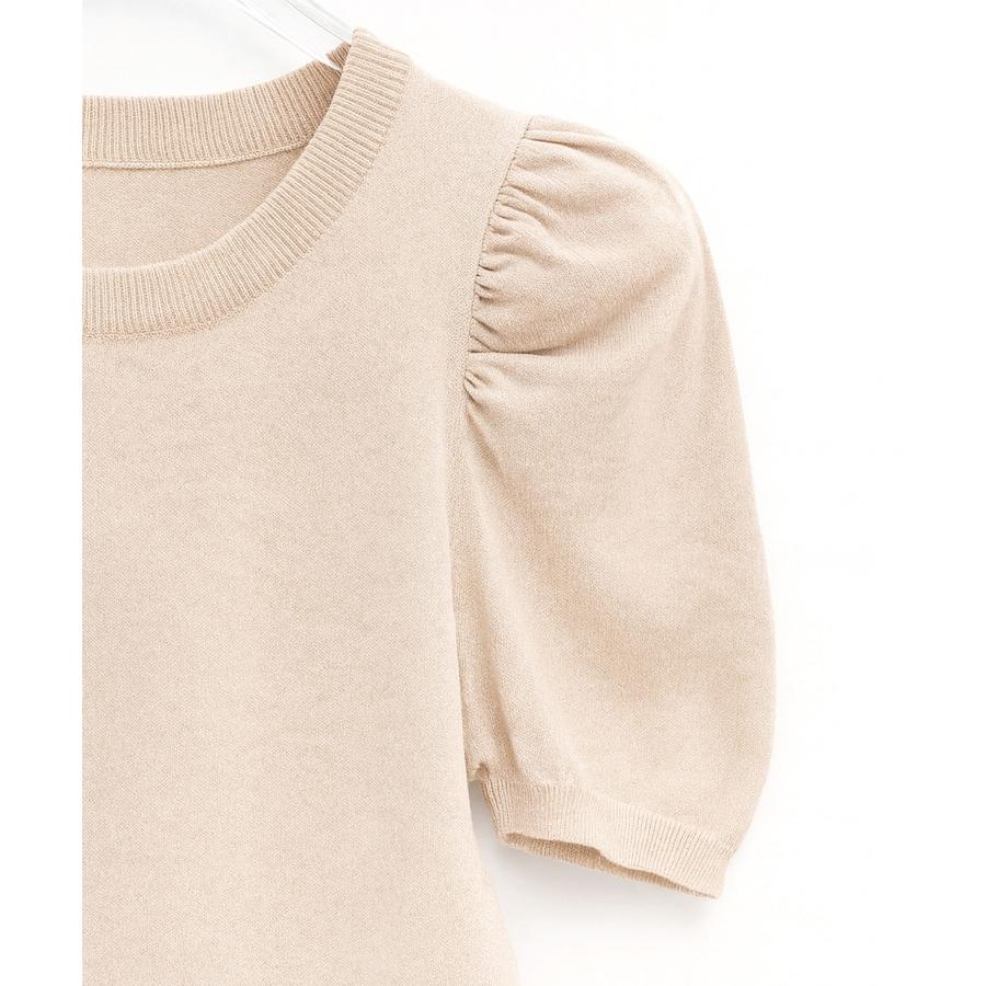 ニット サマーニット カットソー トップス レディース プルオーバー ニットプルオーバー 半袖 パフスリーブ ギャザースリーブ クルーネック オフィス |  | 17