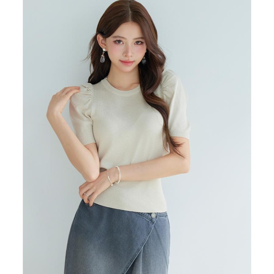 ニット サマーニット カットソー トップス レディース プルオーバー ニットプルオーバー 半袖 パフスリーブ ギャザースリーブ クルーネック オフィス |  | 05