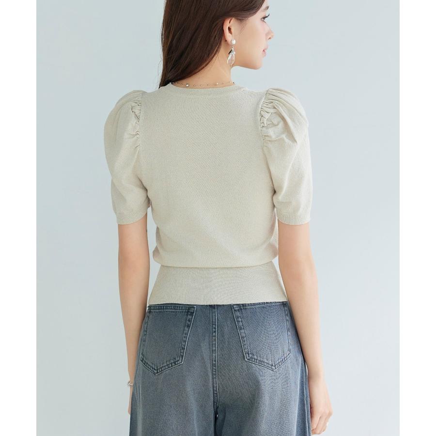 ニット サマーニット カットソー トップス レディース プルオーバー ニットプルオーバー 半袖 パフスリーブ ギャザースリーブ クルーネック オフィス |  | 07