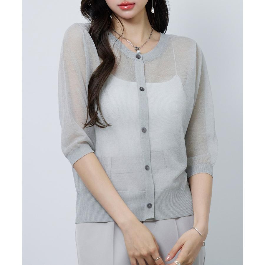 ニット サマーニット トップス レディース プルオーバー ニットプルオーバー シアー 肌見せ 七分袖 前後2way クルーネック オフィスカジュアル |  | 10