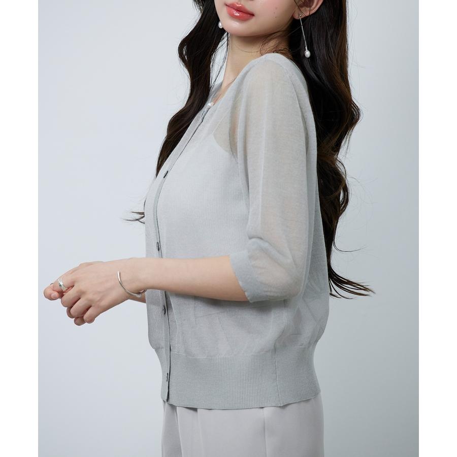 ニット サマーニット トップス レディース プルオーバー ニットプルオーバー シアー 肌見せ 七分袖 前後2way クルーネック オフィスカジュアル |  | 11