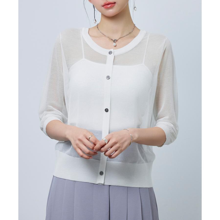 ニット サマーニット トップス レディース プルオーバー ニットプルオーバー シアー 肌見せ 七分袖 前後2way クルーネック オフィスカジュアル |  | 08