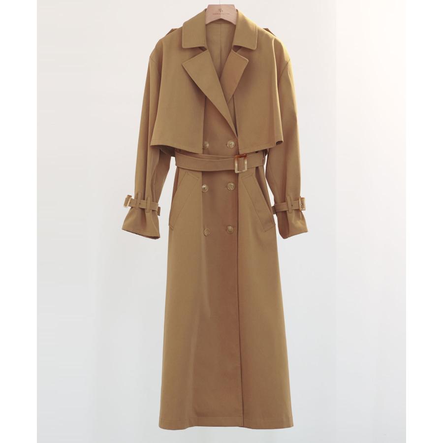 コート レディース トレンチコート 2点せセット 2way ロング丈 ショート丈 ベスト トレンチベスト トレンチジャケット 取り外し可能ベルト きれ |  | 17