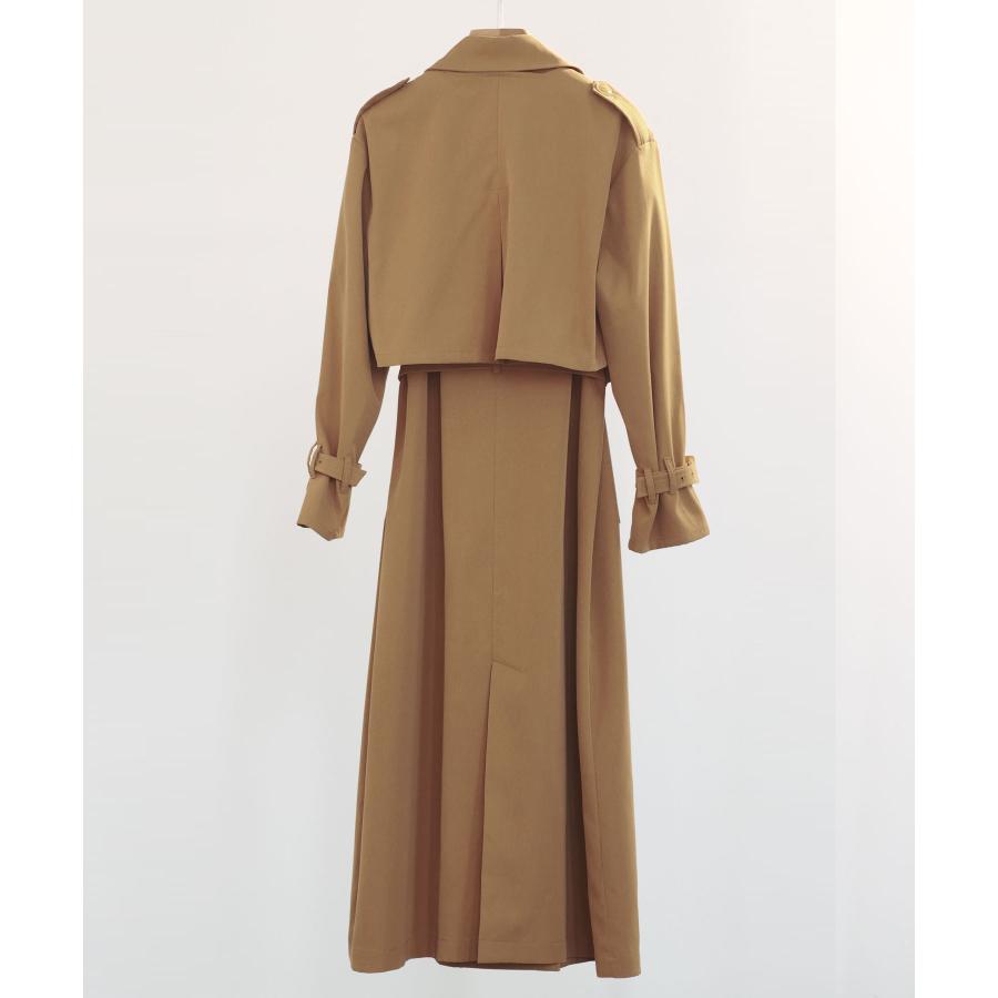 コート レディース トレンチコート 2点せセット 2way ロング丈 ショート丈 ベスト トレンチベスト トレンチジャケット 取り外し可能ベルト きれ |  | 18