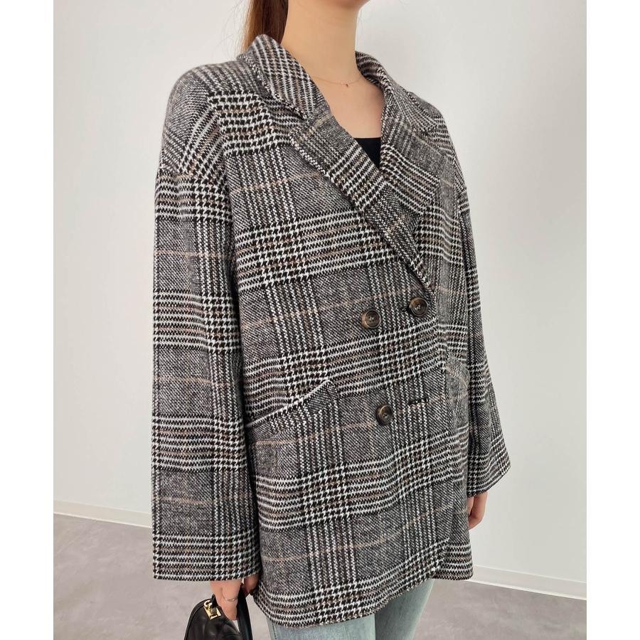 コート 秋 冬 レディース アウター レディースコート ショートコート ウール混　ミドル丈 チャック柄 チェスターコート ダブルコート 体型カバー 裏 |  | 11