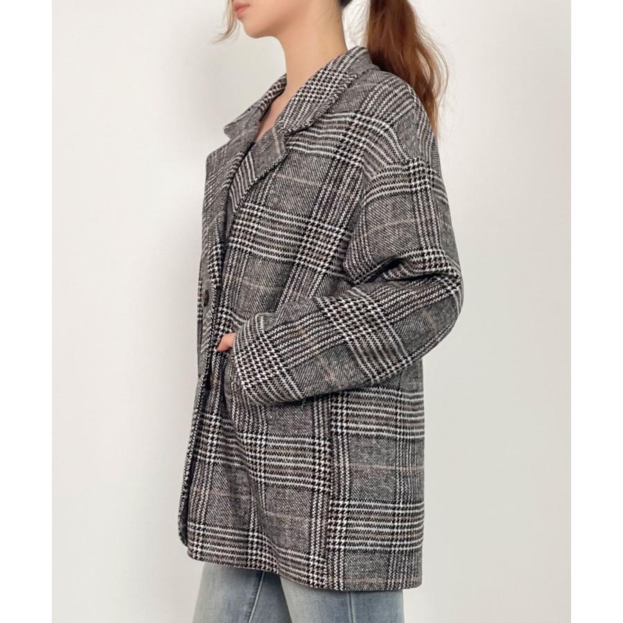 コート 秋 冬 レディース アウター レディースコート ショートコート ウール混　ミドル丈 チャック柄 チェスターコート ダブルコート 体型カバー 裏 |  | 12