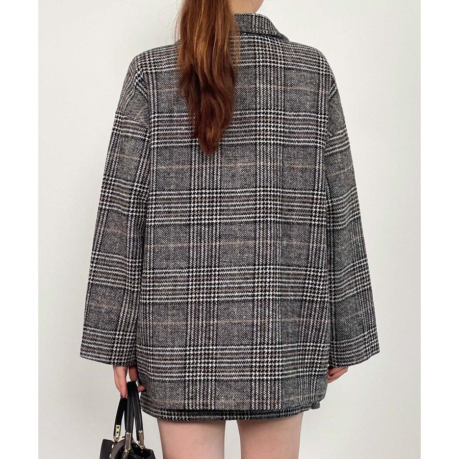 コート 秋 冬 レディース アウター レディースコート ショートコート ウール混　ミドル丈 チャック柄 チェスターコート ダブルコート 体型カバー 裏 |  | 13