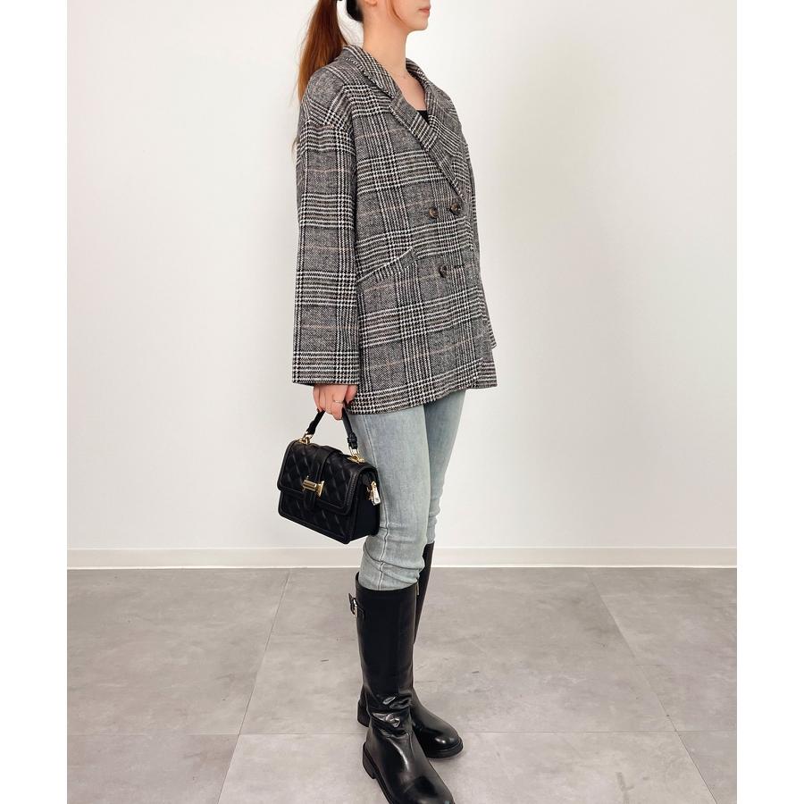 コート 秋 冬 レディース アウター レディースコート ショートコート ウール混　ミドル丈 チャック柄 チェスターコート ダブルコート 体型カバー 裏 |  | 15