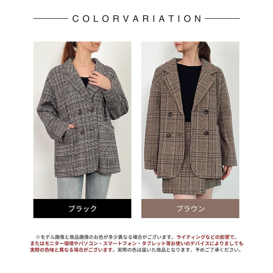 コート 秋 冬 レディース アウター レディースコート ショートコート ウール混　ミドル丈 チャック柄 チェスターコート ダブルコート 体型カバー 裏 |  | 01