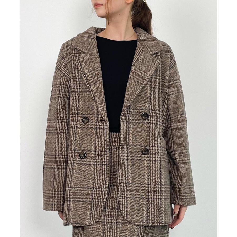 コート 秋 冬 レディース アウター レディースコート ショートコート ウール混　ミドル丈 チャック柄 チェスターコート ダブルコート 体型カバー 裏 |  | 02