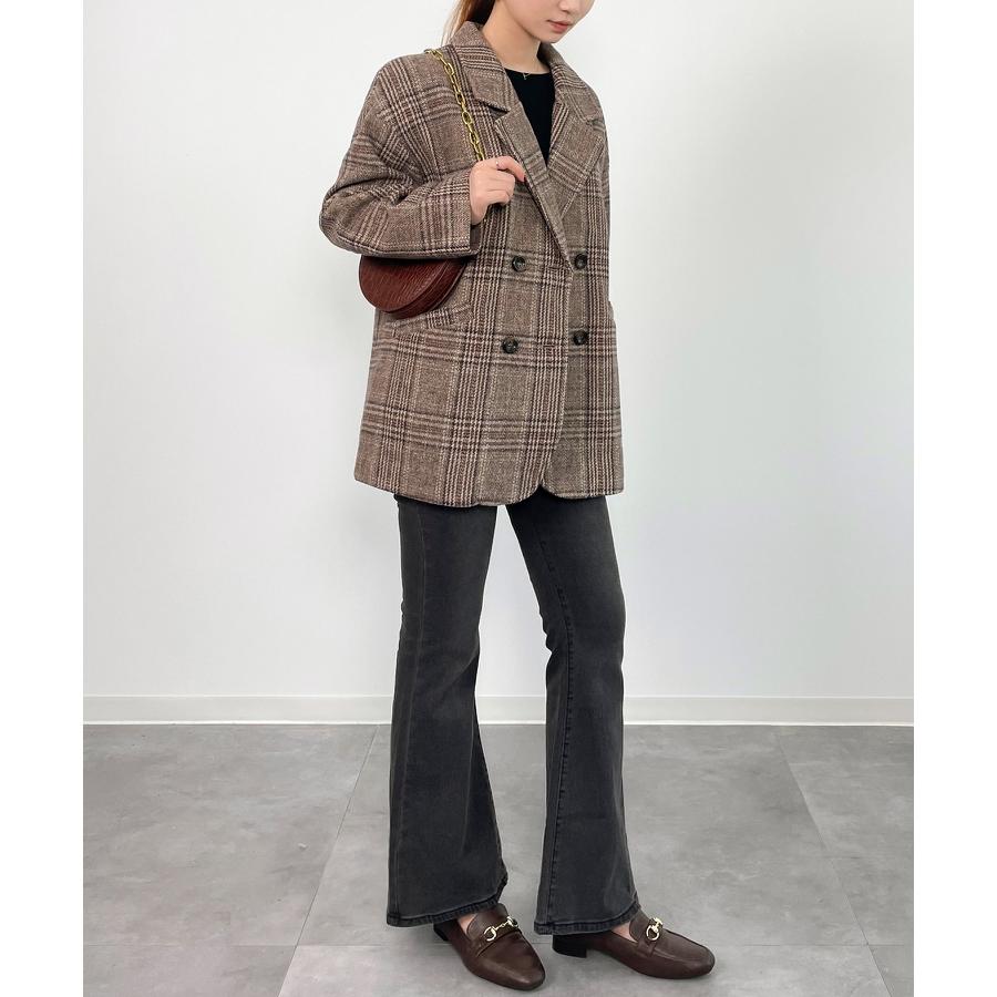 コート 秋 冬 レディース アウター レディースコート ショートコート ウール混　ミドル丈 チャック柄 チェスターコート ダブルコート 体型カバー 裏 |  | 08