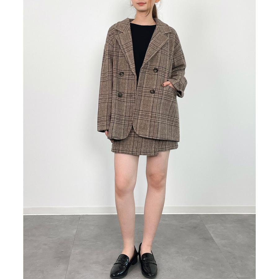 コート 秋 冬 レディース アウター レディースコート ショートコート ウール混　ミドル丈 チャック柄 チェスターコート ダブルコート 体型カバー 裏 |  | 09