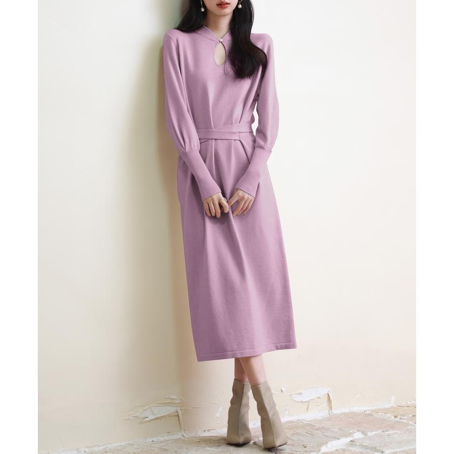 最終値下げ‼️極美品　LEONARD 長袖ワンピース ニットワンピース ワンピース 長袖 レディース ニット ハイゲージ 涙