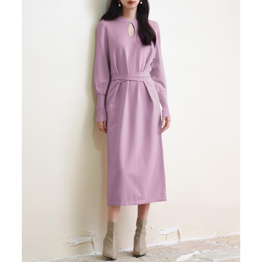 ニットワンピース ワンピース 長袖 レディース ニット ハイゲージ 涙