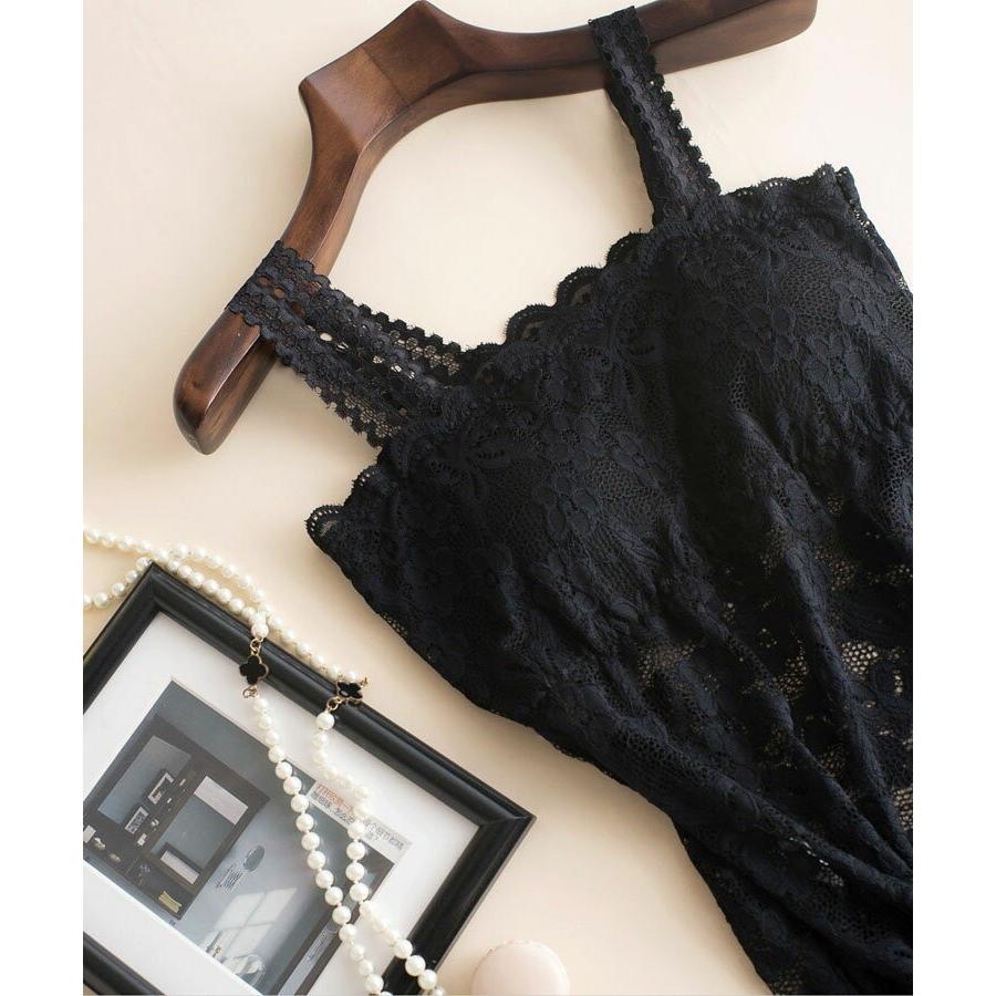 レディースファッションチューブトップ  ベアトップ  薄手 花柄 モチーフ  総 レース ノンワイヤー 胸元カバー パット カップ付き 下着 肌着 レ | SAISON DE PAPILLON | 12