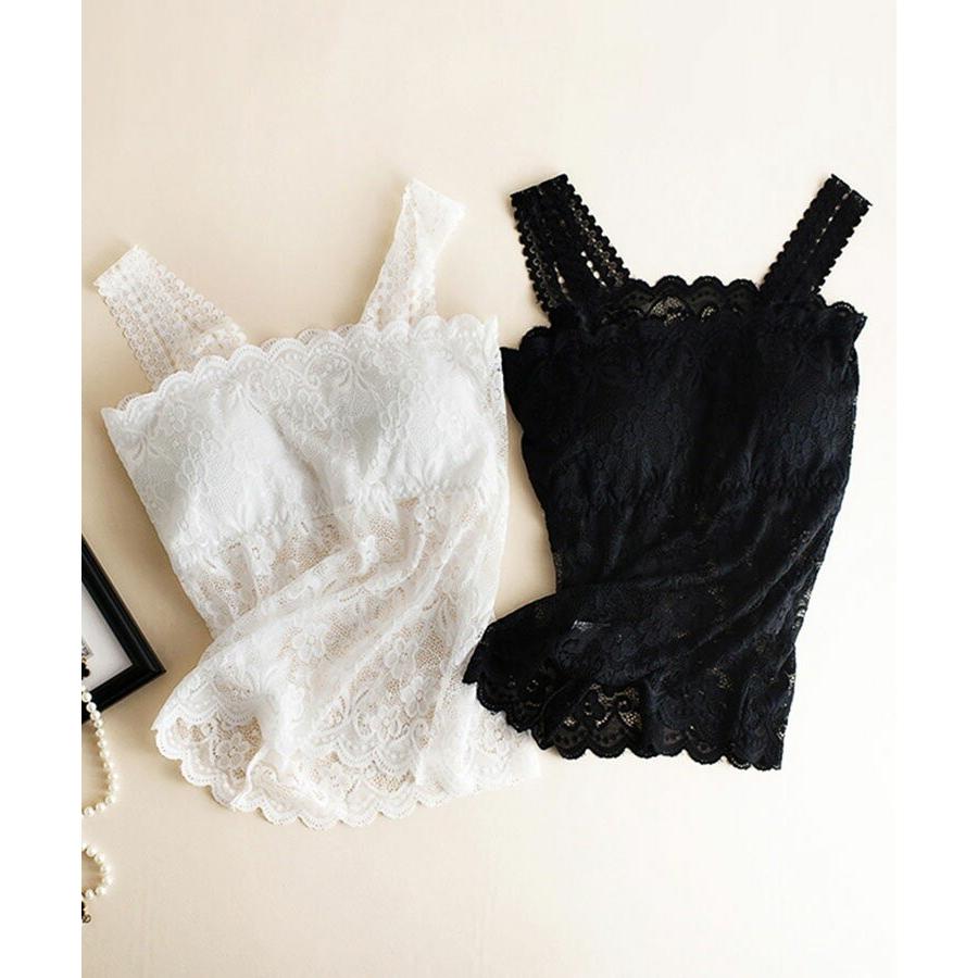 レディースファッションチューブトップ  ベアトップ  薄手 花柄 モチーフ  総 レース ノンワイヤー 胸元カバー パット カップ付き 下着 肌着 レ | SAISON DE PAPILLON | 02