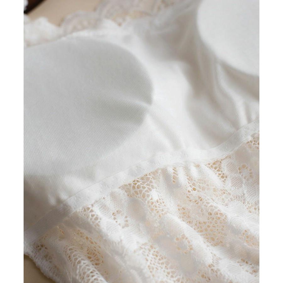 レディースファッションチューブトップ  ベアトップ  薄手 花柄 モチーフ  総 レース ノンワイヤー 胸元カバー パット カップ付き 下着 肌着 レ | SAISON DE PAPILLON | 06