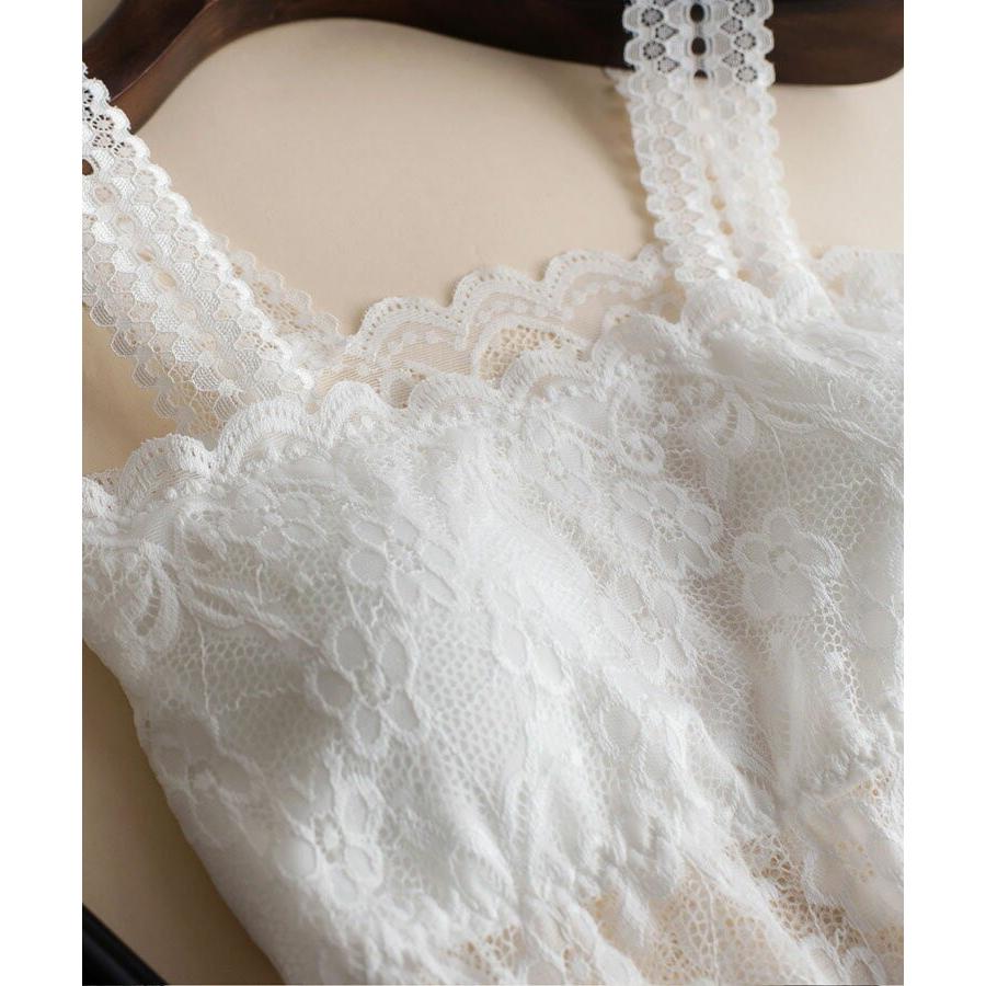 レディースファッションチューブトップ  ベアトップ  薄手 花柄 モチーフ  総 レース ノンワイヤー 胸元カバー パット カップ付き 下着 肌着 レ | SAISON DE PAPILLON | 08