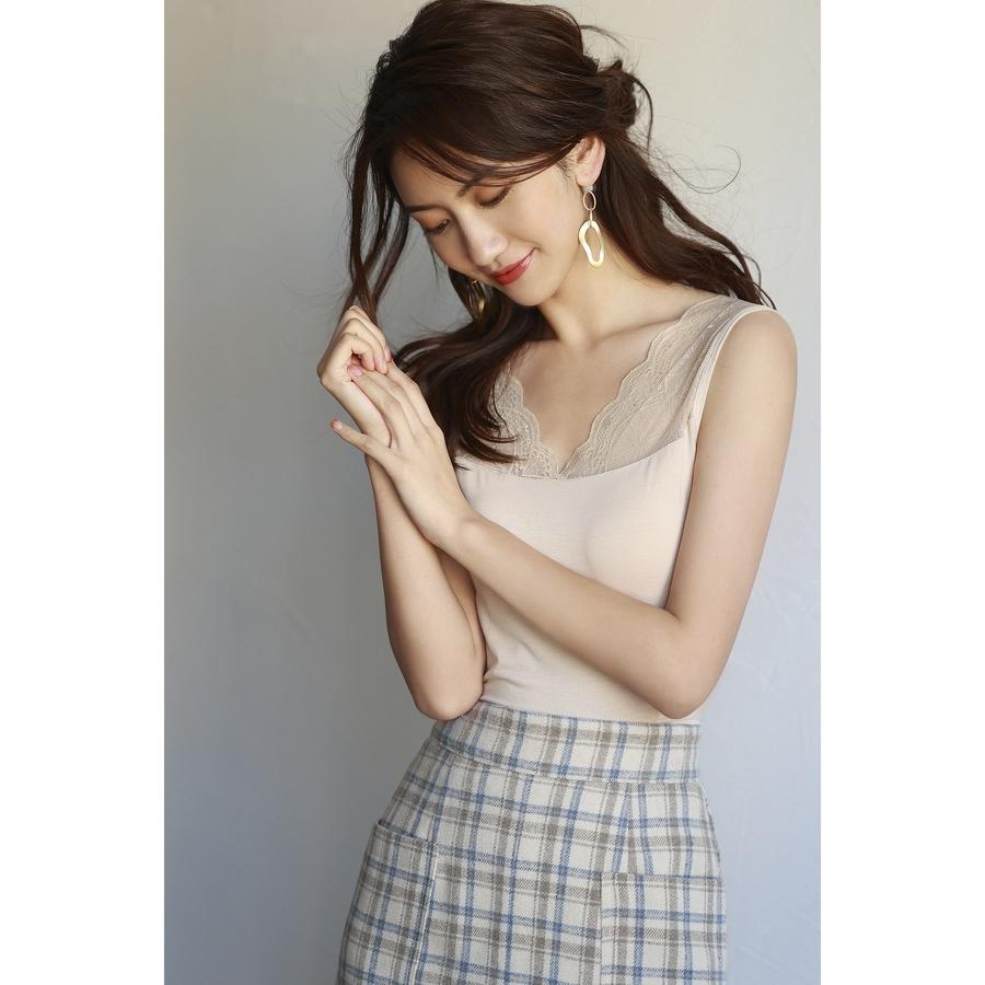 タンクトップ キャミソール 薄手 ノースリーブ レース スカラップ シンプル 無地 着回し 万能 オシャレ 花柄 人気 オールシーズン使える レイヤード | SAISON DE PAPILLON | 11