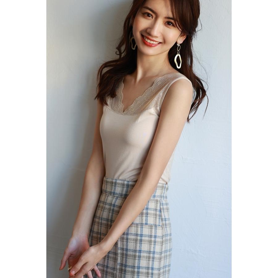 タンクトップ キャミソール 薄手 ノースリーブ レース スカラップ シンプル 無地 着回し 万能 オシャレ 花柄 人気 オールシーズン使える レイヤード | SAISON DE PAPILLON | 13