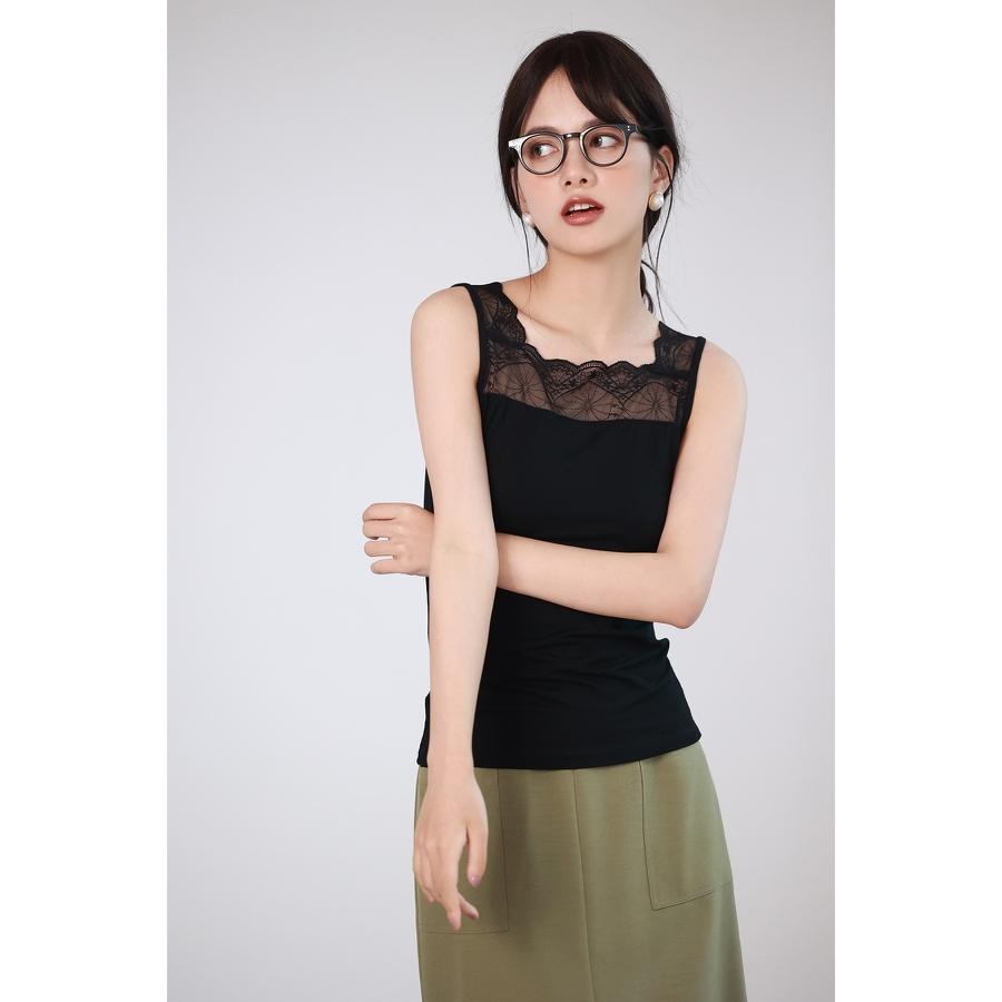 タンクトップ キャミソール 薄手 ノースリーブ レース スカラップ シンプル 無地 着回し 万能 オシャレ 花柄 人気 オールシーズン使える レイヤード | SAISON DE PAPILLON | 07
