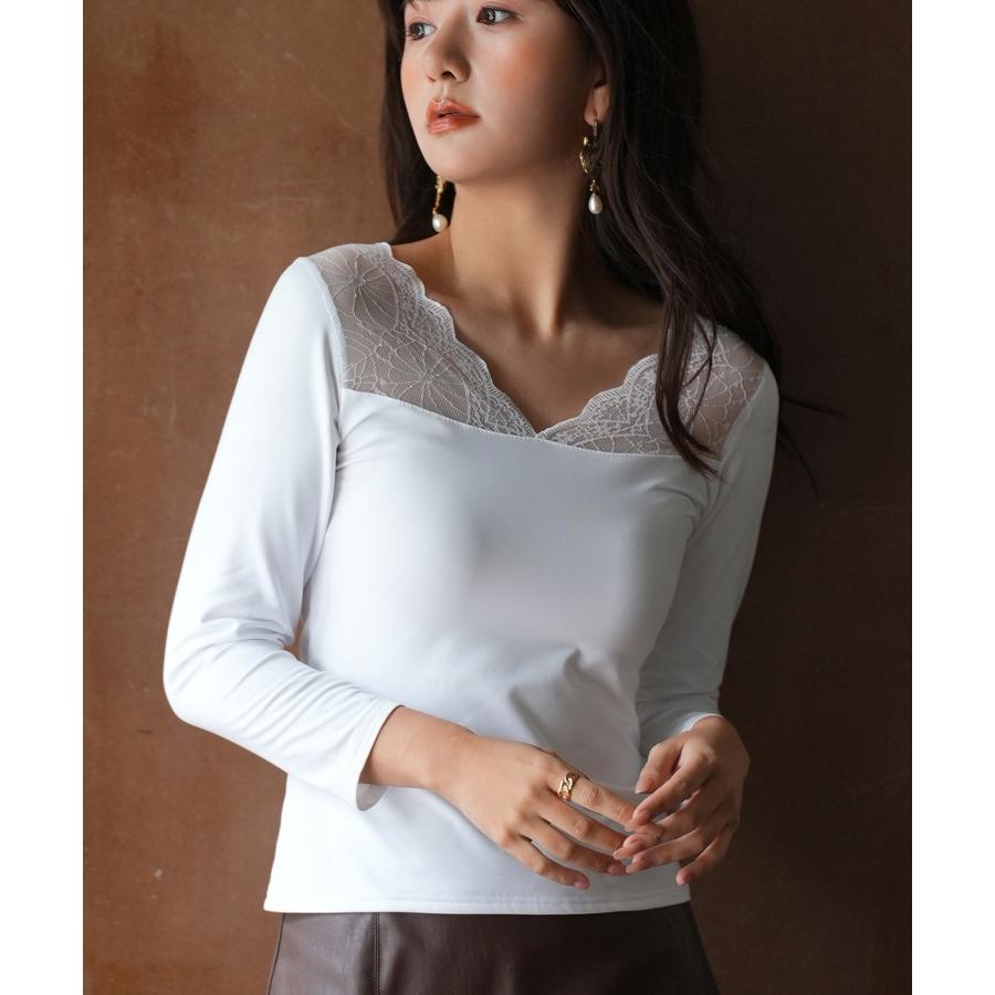 レースインナー インナーレース レース インナー 長袖 トップス 秋 冬 レディース ジャストサイズ 細身 下着 重ねき レイヤード ストレッチ なめ |  | 11