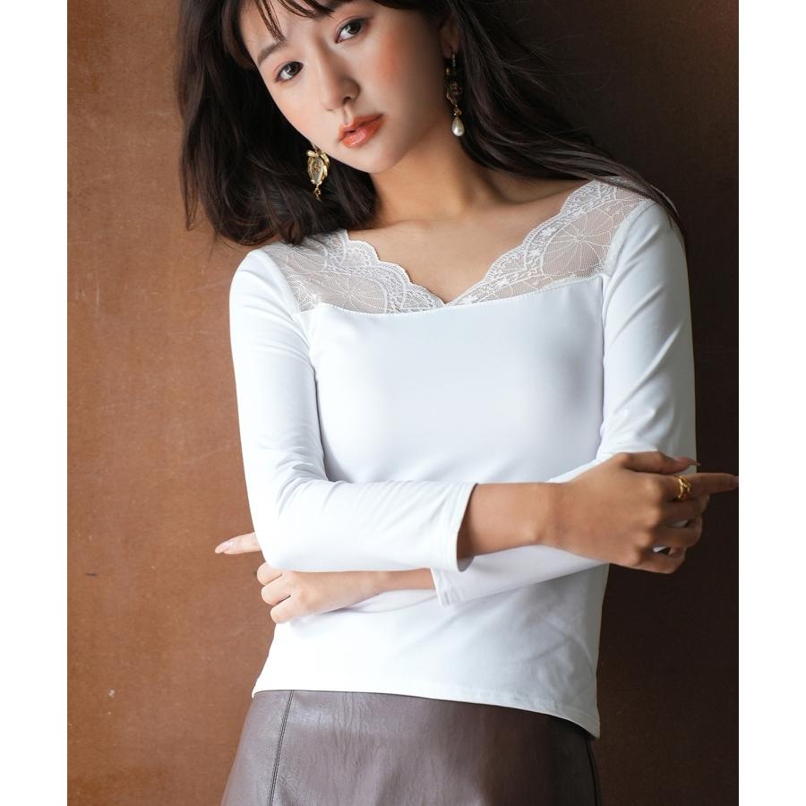 レースインナー インナーレース レース インナー 長袖 トップス 秋 冬 レディース ジャストサイズ 細身 下着 重ねき レイヤード ストレッチ なめ |  | 12