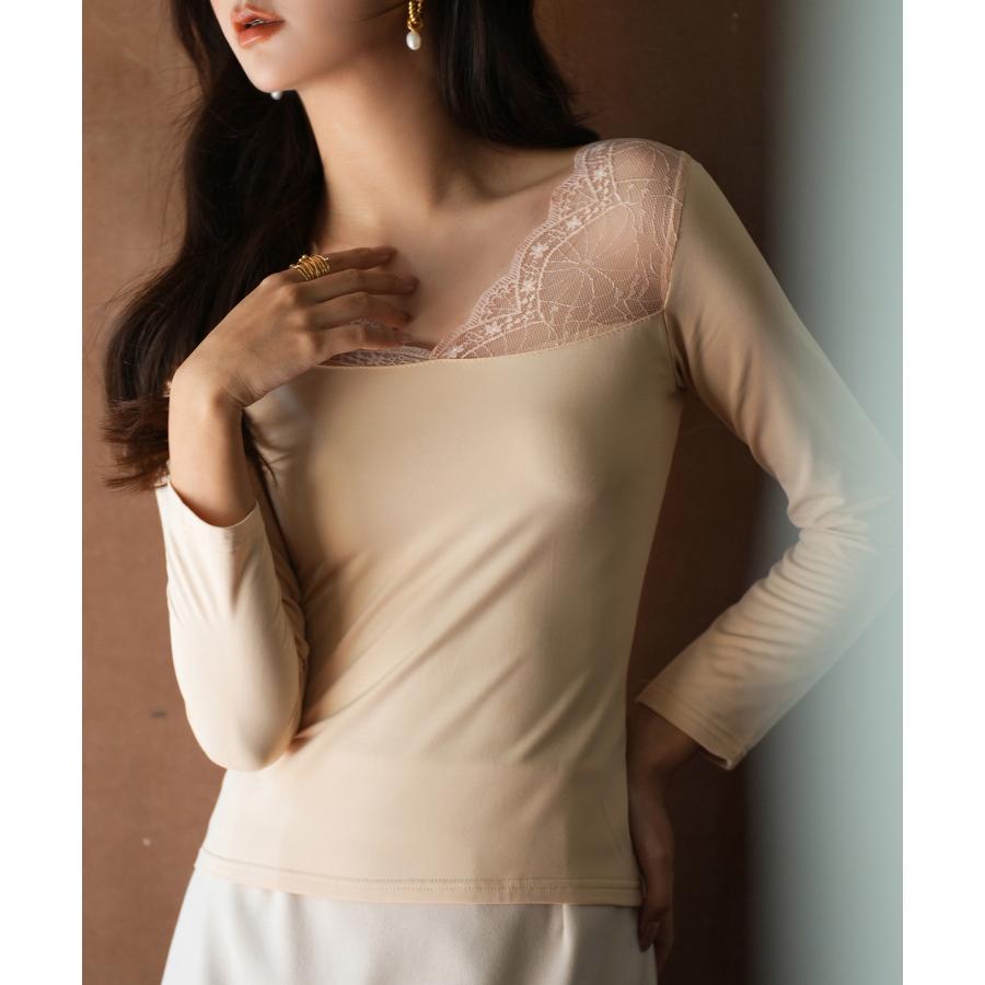 レースインナー インナーレース レース インナー 長袖 トップス 秋 冬 レディース ジャストサイズ 細身 下着 重ねき レイヤード ストレッチ なめ |  | 13