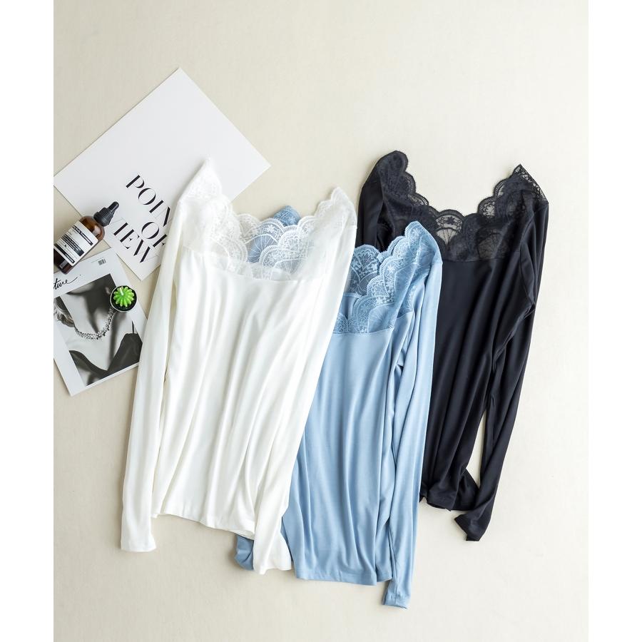 レースインナー インナーレース レース インナー 長袖 トップス 秋 冬 レディース ジャストサイズ 細身 下着 重ねき レイヤード ストレッチ なめ |  | 17