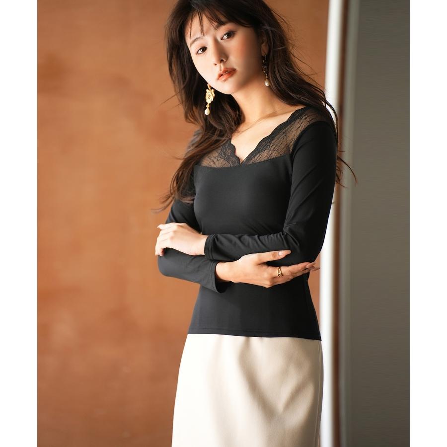 レースインナー インナーレース レース インナー 長袖 トップス 秋 冬 レディース ジャストサイズ 細身 下着 重ねき レイヤード ストレッチ なめ |  | 04