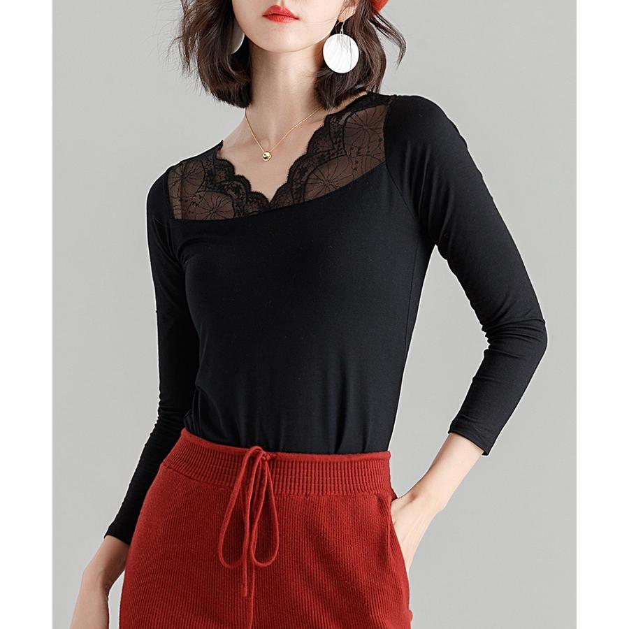 レースインナー インナーレース レース インナー 長袖 トップス 秋 冬 レディース ジャストサイズ 細身 下着 重ねき レイヤード ストレッチ なめ |  | 05