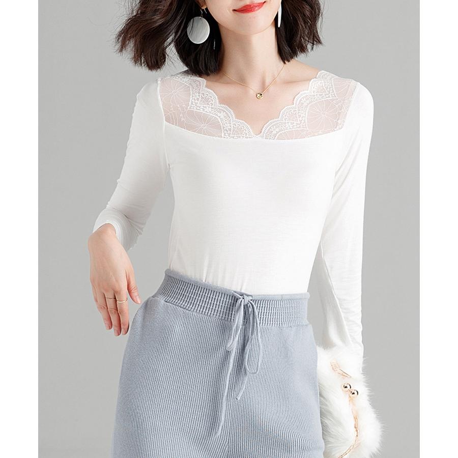 レースインナー インナーレース レース インナー 長袖 トップス 秋 冬 レディース ジャストサイズ 細身 下着 重ねき レイヤード ストレッチ なめ |  | 09