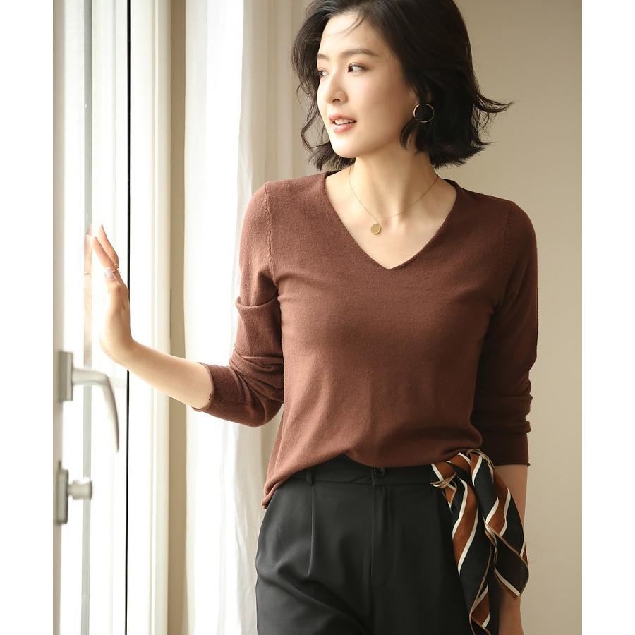 ニット レディース セーター 長袖 トップス 秋 冬 春 プルオーバー Vネック デコルテ インナー 30代 40代 Xyf Saison De Papillon 通販 Yahoo ショッピング