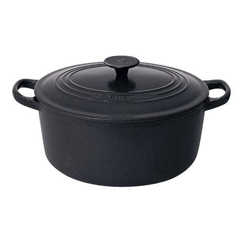 美品 LE CREUSET ル・クルーゼ ココットロンド 26cm ブラック 黒 ル・クルーゼ(LE CREUSET) ココット・ロンド 26cmマットブラック
