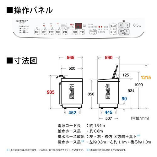 [配送/設置エリア 東京23区 限定]シャープ ES-TX6H-W(ホワイト系) 縦型洗濯乾燥機 上開き 洗濯6.5kg/乾燥3.5kg[標準設置料込][代引不可]｜ebest｜05