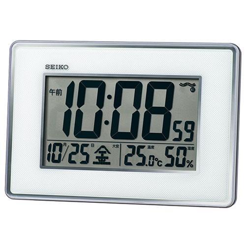 セイコー Sq443s 銀色メタリック塗装 電波デジタル時計 温度 湿度