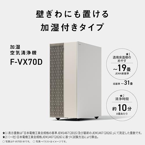 パナソニック(Panasonic) F-VX70D-W ホワイト 加湿空気清浄機 空気清浄