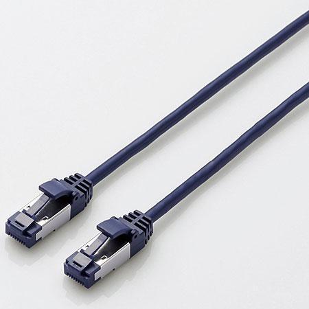 エレコム(ELECOM) LD-OCTST/BM100 ブルーメタリック カテゴリー8対応LANケーブル スリム 10m