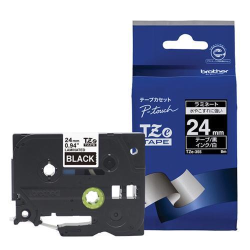 買取 ブラザー brother TZe-355 ピータッチ ラミネートテープ デポー 24mm1 黒 白文字 240円