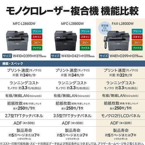 ブラザー(brother) JUSTIO(ジャスティオ) FAX-L2800DW モノクロレーザー複合機 A4/USB/LAN/WiFi/FAX｜ebest｜13